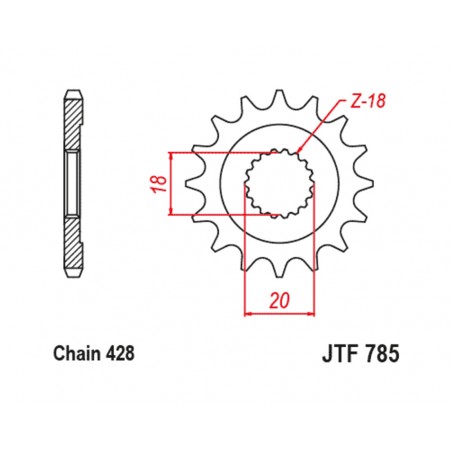 JT SPROCKETS TIP-TOP 785 - PASO 428 1126486001