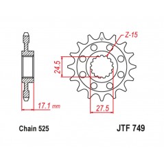 JT SPROCKETS TIP-TOP 749 - 525 1126654001