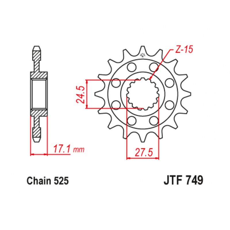 JT SPROCKETS TIP-TOP 749 - 525 1126654001
