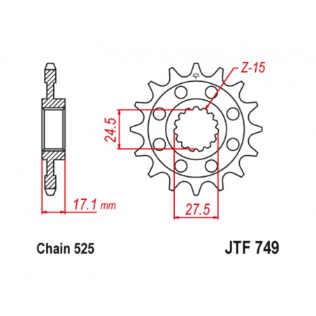 JT SPROCKETS TIP-TOP 749 - 525 1126654002