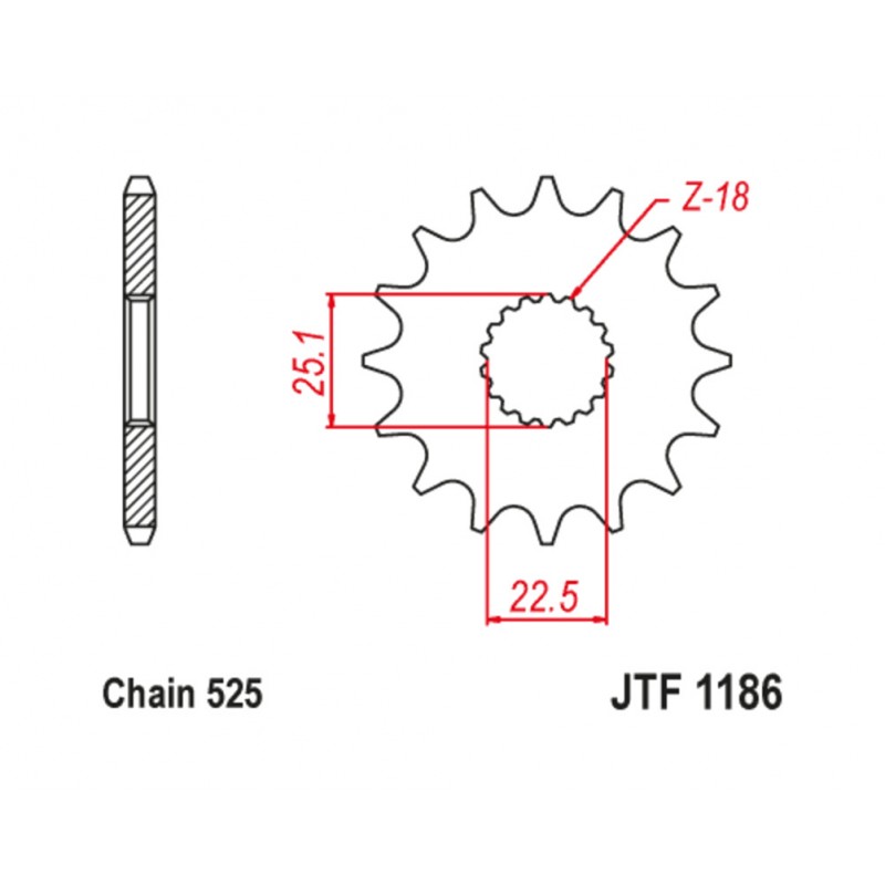 JT SPROCKETS TIP-TOP 1186 - 525 1126786001
