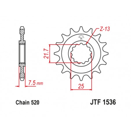JT SPROCKETS Piñón de acero con goma antiruido 1536 - 520 1126791001