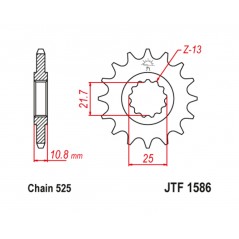 JT SPROCKETS Steel pinion with anti-noise rubber 1586 - 525 1126792002
