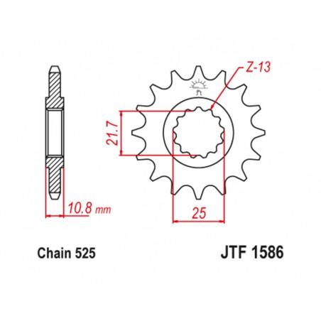 JT SPROCKETS Steel pinion with anti-noise rubber 1586 - 525 1126792002