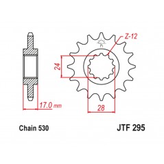 JT SPROCKETS Steel pinion with anti-noise rubber 295 - 525 1126795001