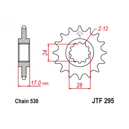 JT SPROCKETS Piñón de acero con goma antiruido 295 - 525 1126795001