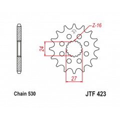 JT SPROCKETS Steel pinion with anti-noise rubber 423 - 530 1126798002
