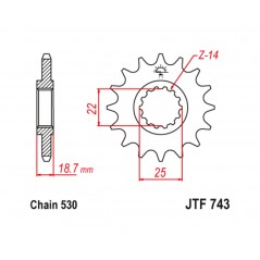 JT SPROCKETS Steel pinion with anti-noise rubber 743 530 1126804001