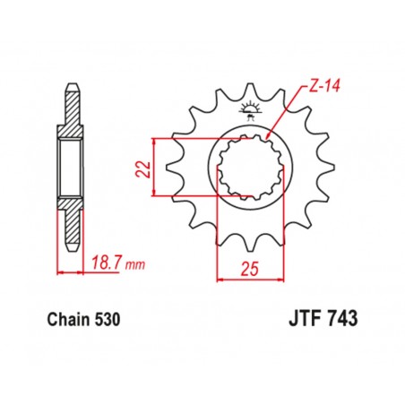 JT SPROCKETS Piñón de acero con goma antiruido 743 530 1126804001