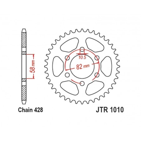 JT SPROCKETS Corona de acero 1010 - 428 1127020001