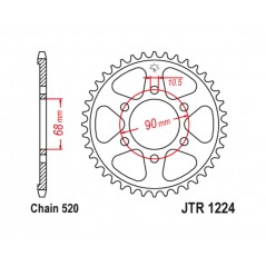 JT SPROCKETS Corona de acero estándar 1224 - PASO 520 1129180001