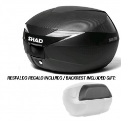 MOTORCYCLE REAR TRUNK SUITCASE WITH GIFTS BACKREST AND SIMIL CARBON COVER