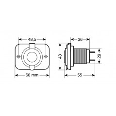 LAMPA USB socket for pressure mounting 12/24V LAM39006