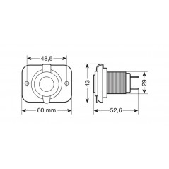 LAMPA Cigarette lighter socket with double USB and type C EXT-12 12/24V LAM39120