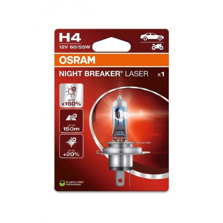 OSRAM Lámpara para faro H4 NIGHT BREAKER LASER LIGHT 12V 60/55W P43T-38 - 1 UD 1129531