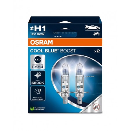 OSRAM Headlight lamp with powerful light COOL BOOST H1 12V 80W - 2 UDS 1129547