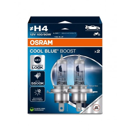 OSRAM Lámpara para faro con luz potente COOL BOOST H4 12V 100/90W - 2 UDS 1129548