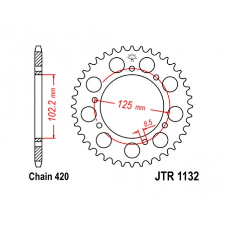 JT SPROCKETS Standard steel crown 1132 - PASO 420 1074877003