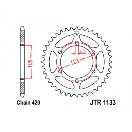 JT SPROCKETS Standard steel crown 1133 - PASO 420 1074878003