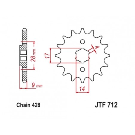 JT SPROCKETS Standard steel pinion 712 - 428 1129690001
