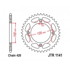 JT SPROCKETS Corona de acero estándar 1141 - PASO 420 1129820002