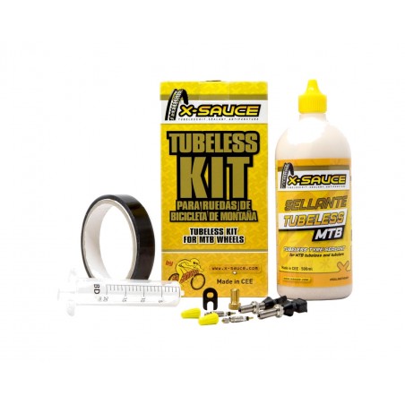 X-SAUCE Kit tubeless para mtb con válvula fina y cinta 27MM X000131