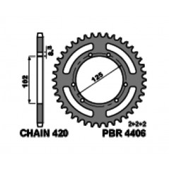 PBR Standard steel rear sprocket C45 ESTÁNDAR 4406 - 420 1108810007