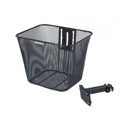 BASIL Cesta delantera para bicicleta con soporte de potencia acero BILBAO (26X22X27 CM) 726724