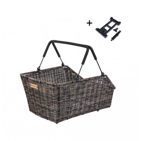 BASIL Cesta trasera de mimbre para bicicleta con placa CENTO RATTAN LOOK (41X25X12 CM) 727027