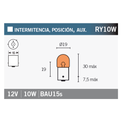 OSRAM 5009 RY10W Bulb, Orange 15059