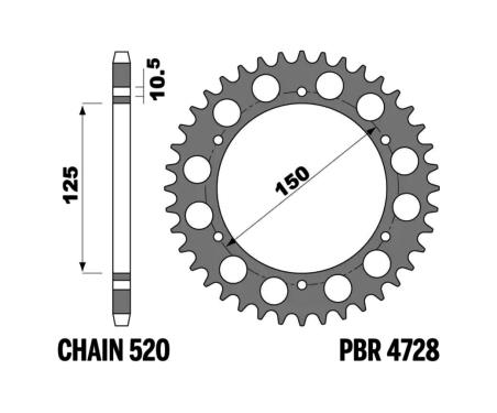 PBR Corona plato trasmision de acero estandar 53 4728 4090000644