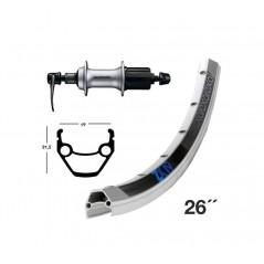 EXAL Rear wheel for urban bicycles with rim brake and quick release WINORA ZX 19 26" SHIMANO 8-10V ALUMINIO 726710