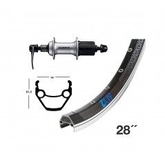EXAL Rear wheel for urban bicycle with rim brake and quick release, aluminum WINORA ZX 19 26" SHIMANO 8-10V 726713