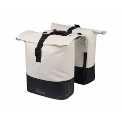 BASIL Rear saddlebags with compatible license plate, pet/off-white leather/black MIK 2.0 28-32L (29X14.5X36 CM) 728952