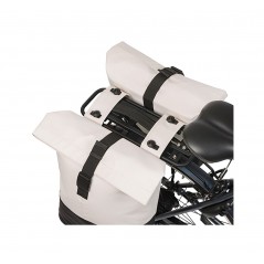 BASIL Rear saddlebags with compatible license plate, pet/off-white leather/black MIK 2.0 28-32L (29X14.5X36 CM) 728952
