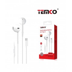 TEMCO Auriculares con micrófono y cable TIPO C 1,2M 22074