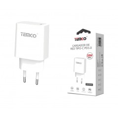TEMCO Cargador de red con carga rápida TIPO C 20W 110/240V 3A 22097