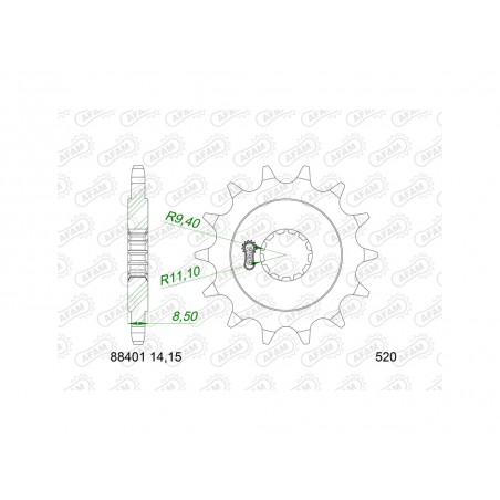 AFAM Piñón de acero estándar 88401-520 1149061001