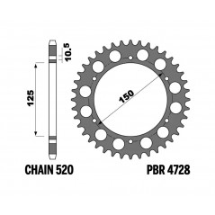 PBR Corona plato de acero c45 estandar 4728-520 1096610002