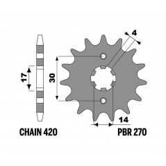 PBR Piñón de acero estándar 270-420 1149257001