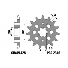 PBR Piñón de acero estándar 2346-428 1149259001
